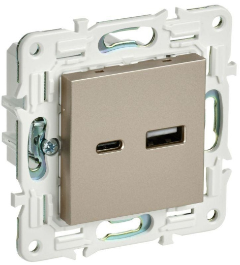 Изображение товара Розетка USB A+C 18Вт SK-R13Sh IEK шампань