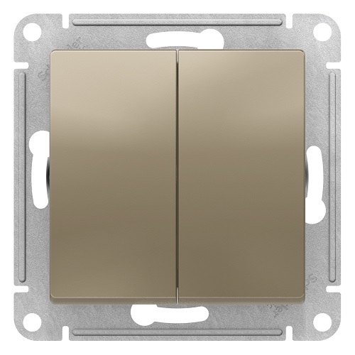 

Переключатель Schneider Electric ATN000565 AtlasDesign, 2-клавишный, сх.6, 10АХ, механизм, шампань, ATN000565