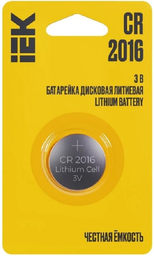 

Батарейка IEK ABT-CR2016-OP-L01 дисковая литиевая CR2016 (1шт/блистер), ABT-CR2016-OP-L01