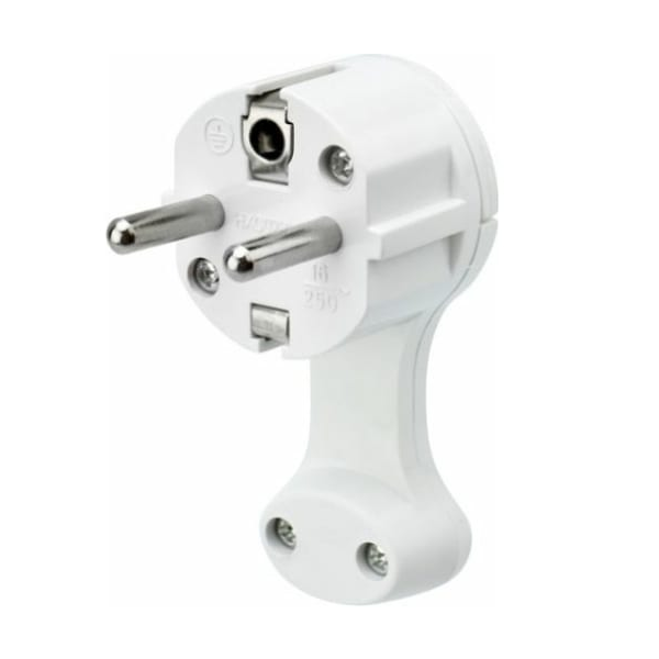 

Вилка Rexant 16-0734 Евро угловая с з/к 16 А плоская за шкаф белая, 16-0734