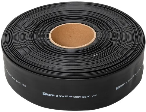 Изображение товара Термоусаживаемая трубка EKF tut-50-b 50 м для изоляции и маркировки кабелей