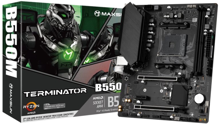 

Материнская плата mATX MAXSUN Terminator B550M MS-Terminator B550M (AM4, B550, 2*DDR4 (7400), 4*SATA, M.2, 2*USB 3.2, 4*USB 2.0, PCIe x16, PCIe x4, HD, Terminator B550M