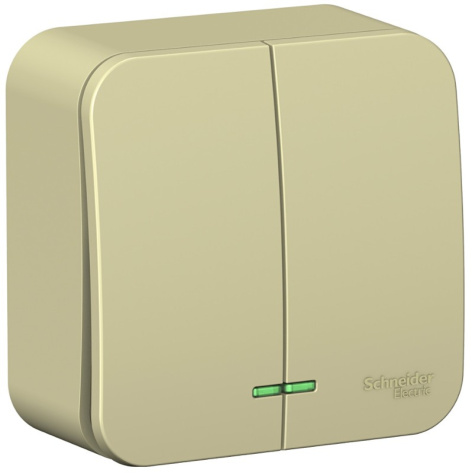 Изображение товара Двухклавишный выключатель Systeme Electric BLNVA105117 бежевый современный дизайн
