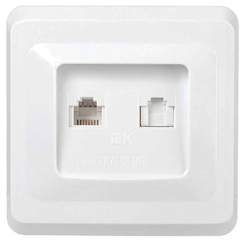 

Розетка компьютерная+телефонная IEK EIV20-K01-DM VEGA RJ11+RJ45 РК/Т12-ВБ белый, EIV20-K01-DM