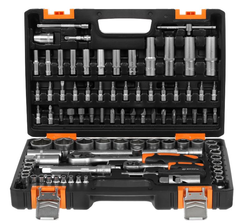 

Набор инструментов Вихрь 73/6/7/5 1/2" , 1/4" , CrV, в кейсе 94 предм, 73/6/7/5