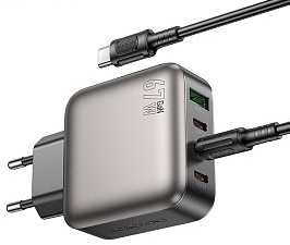 

Зарядное устройство сетевое Borofone BAS57Aaa 1USB+3Type-C 3.0A PD67W быстрая зарядка для Type-C Type-C Black, BAS57Aaa