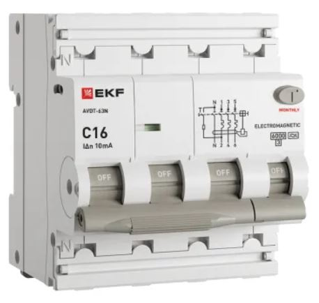 Изображение товара Автомат EKF D63N46MA16C10 дифференциальный 63А 3-полуcный