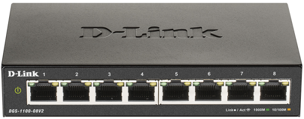 Изображение товара Настраиваемый коммутатор D-link DGS-1100-08V2 для малого бизнеса