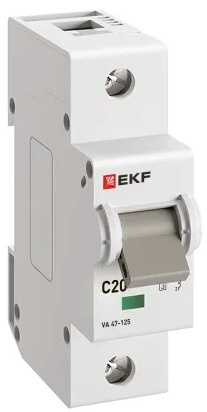 Изображение товара Автоматический выключатель EKF mcb47125-1-20C 20 А IP20 PROxima