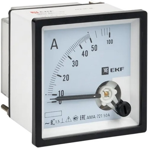 

Амперметр EKF ama-721-50 AMA-721 аналоговый на панель (72х72) квадратный вырез 50А прямое подкл., ama-721-50