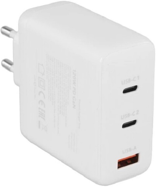 

Зарядное устройство сетевое TTEC 2SCG04B SmartCharger Trio GAN 120W PD Travel 2 USB-C+USB-A. Цвет: белый, 2SCG04B