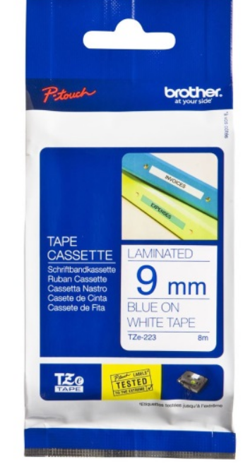 

Наклейка Brother TZE223 Наклейка ламинированная TZ-E223 (9 мм син/бел), TZE223