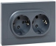 фото Розетка двухместная с заземлением в сборе EKF UP1-SOG-211