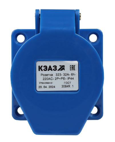 

Розетка фланцевая КЭАЗ 229456 323-32А-6h-220AC-2P+PE-IP44, 229456
