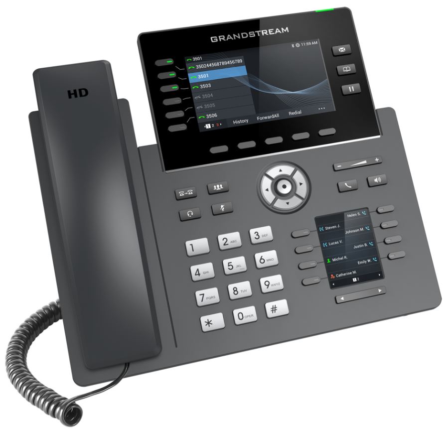 

Телефон VoiceIP Grandstream GRP-2616 6 SIP аккаунтов, 6 линий 2хEthernet 10/100/1000, основной дисплей цветно 4,3", второй дисплей 2,4", книга на 2000, GRP-2616