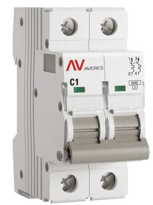 Изображение товара Автоматический выключатель EKF mcb6-2-01C-av серия AV-6 для защиты цепей 6 кА