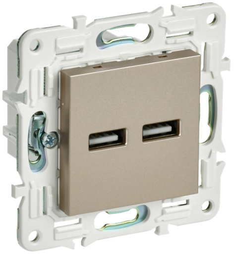 Изображение товара Розетка USB IEK SK-U21-D31-K37 с двумя портами для быстрой зарядки