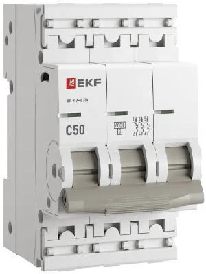 

Автоматический выключатель EKF M636350C 3P 50А (C) 6кА ВА 47-63N PROxima, M636350C