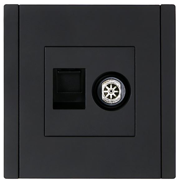 

Розетка комбинированная IEK FP-AK20-1-K02 FORTE&PIANO TV+RJ45 кат.5E FP136 черный, FP-AK20-1-K02