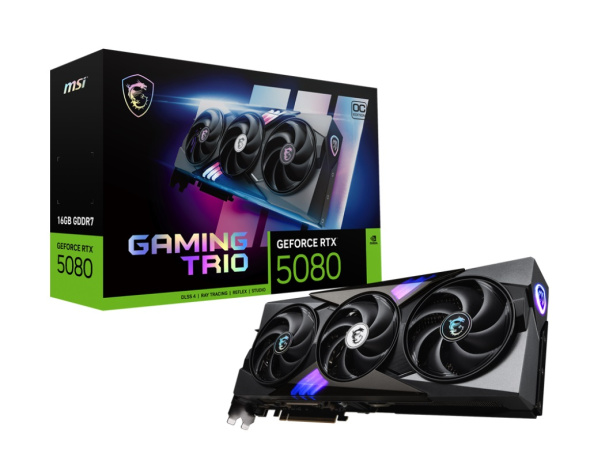 Изображение товара Видеокарта MSI GeForce RTX 5080 GAMING TRIO OC 16GB DDR6 новая топ модель