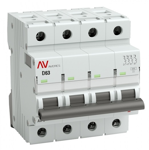 

Автоматический выключатель EKF mcb10-4-63D-av AV-10 4P 63A (D) 10kA AVERES, mcb10-4-63D-av