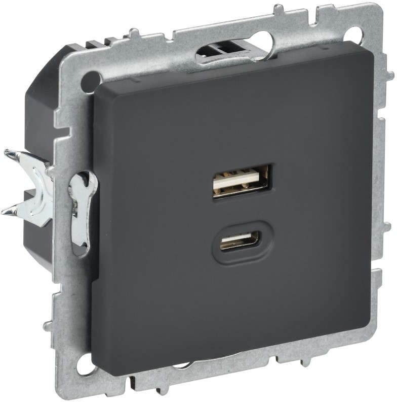 

Розетка USB IEK BR-U22-045-K53 BRITE Type A+C 45Вт высокоскоростная зарядка РЮ11-2-БрГ графит, BR-U22-045-K53