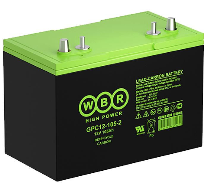 

Аккумулятор WBR GPC12-105-2 тяговый с карбоном, 105Ач, 12В, GPC12-105-2