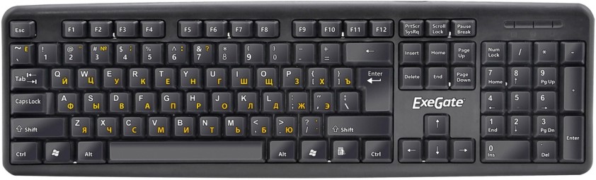 

Клавиатура Exegate LY-331L2 EX279938RUS USB, полноразмерная, 104кл., Enter большой, длина кабеля 2,2м, черная, Color box, LY-331L2