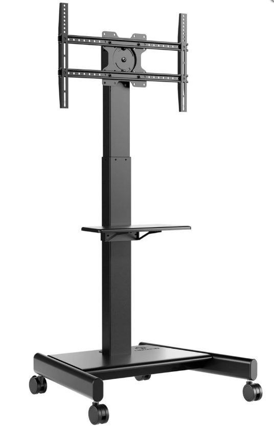 Стойка мобильная ONKRON TS1552 Elift BLACK моторизованная на 1 ТВ, 43-75" от 100х200 до 400х600 наклон +5"/-10" поворот 0" макс нагр 65кг Высота 950-1