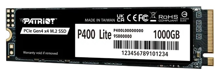 

Накопитель SSD M.2 2280 Patriot Memory P400 Lite 1TB, 3500/2700MB/s, TBW 560, P400 Lite