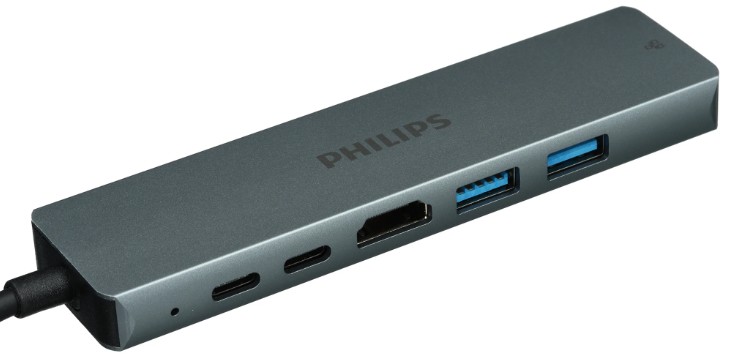 

Разветвитель Philips SWV6116G/59 USB С - HDMI+USB A+USB C+LAN 6в1 длина кабеля 10см, SWV6116G/59