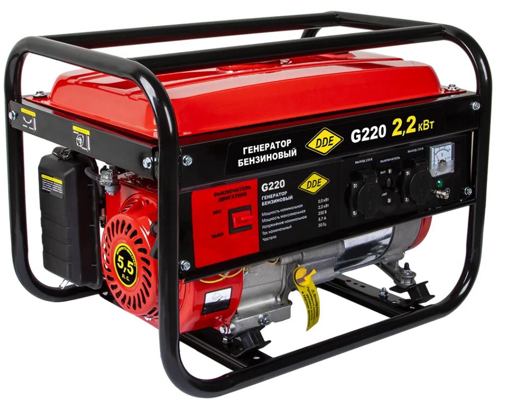 

Генератор бензиновый DDE G220 919-945 DDE 1ф 2,0/2,2 кВт бак 15 л 42 кг дв-ль 5,5 л.с., G220