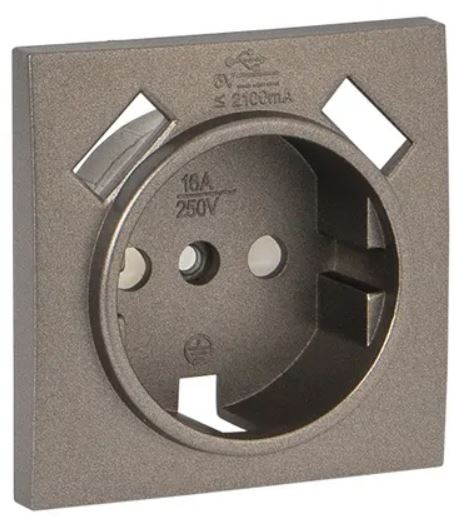 фото Накладка розетки с заземлением с 2 USB  EKF ESR16-L-028-40-2USB в Перми