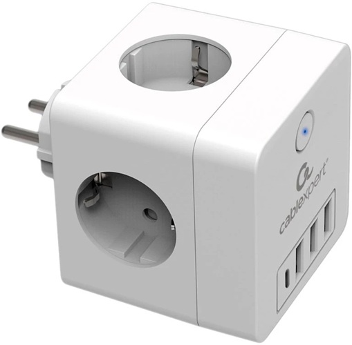 фото Сетевой фильтр  Cablexpert CUBE-4-CU3-W