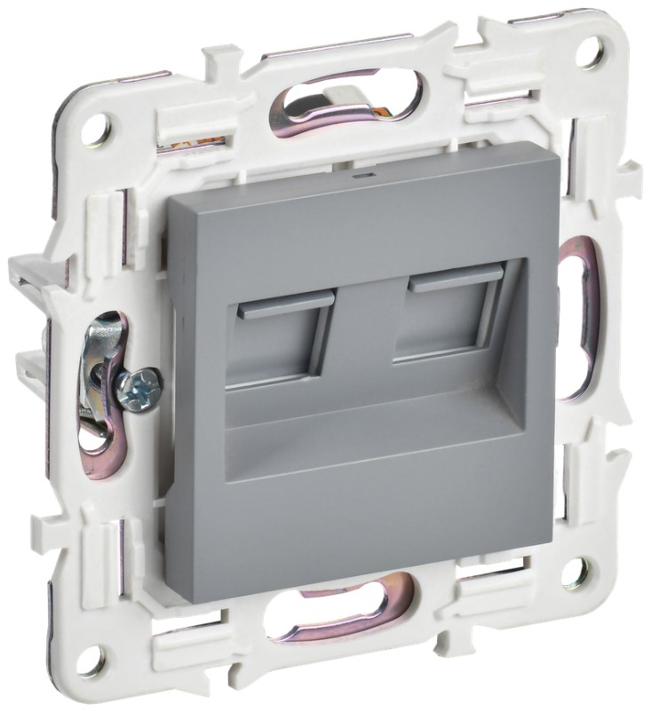 

Розетка компьютерная двойная IEK SK-K20-2-K03 SKANDY RJ45 кат.6 SK-K04Gr серая, SK-K20-2-K03