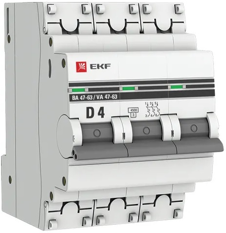 

Автоматический выключатель EKF mcb4763-3-04D-pro 3P 4А (D) 4,5kA ВА 47-63, mcb4763-3-04D-pro