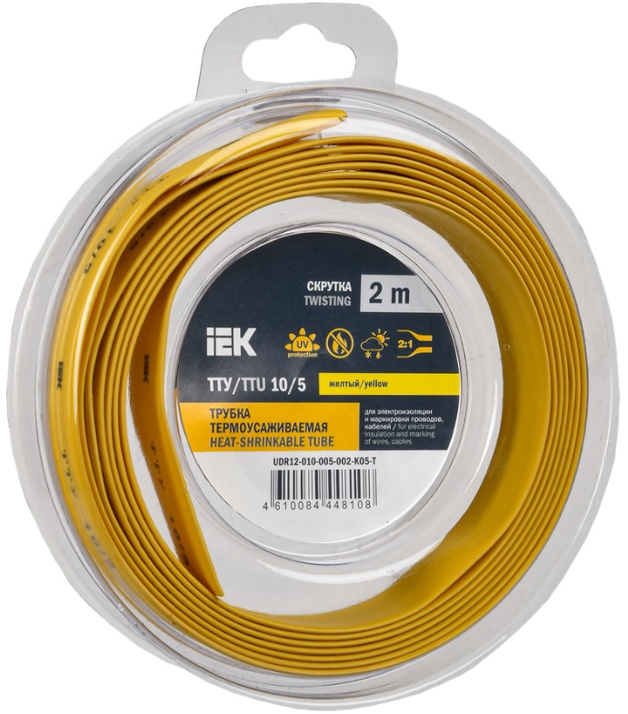 

Трубка термоусадочная IEK UDR12-010-005-002-K05-T ТТУ нг-LS 10/5 желтая (2м/упак), UDR12-010-005-002-K05-T
