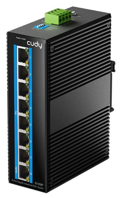 

Коммутатор промышленный Cudy IG1008P 8-Port Aluminum Industrial PoE, 1000Mbps 8-Port RJ45, 802.3at/af, Din-rail design, Power supply: DC12~52V work te, IG1008P