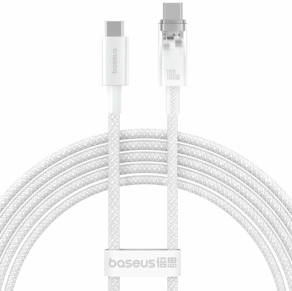 

Кабель интерфейсный Baseus P10319703221-01 Explorer Series Fast Charging with Smart Temperature Control Type-C to Type-C 100W 2m Stellar White (матери, P10319703221-01