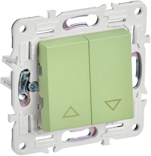 

Выключатель двухклавишный для жалюзи IEK SK-V15-0-10-K06 SKANDY 10А SK-V12M мятный, SK-V15-0-10-K06