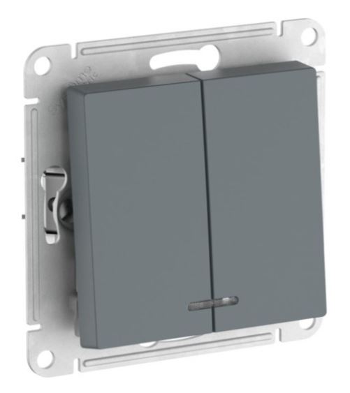 

Выключатель двухклавишный с подсветкой Systeme Electric ATN000753S ATLASDESIGN сх.5а, 10АХ, мех., быстрозажим. клем., ГРИФЕЛЬ, ATN000753S