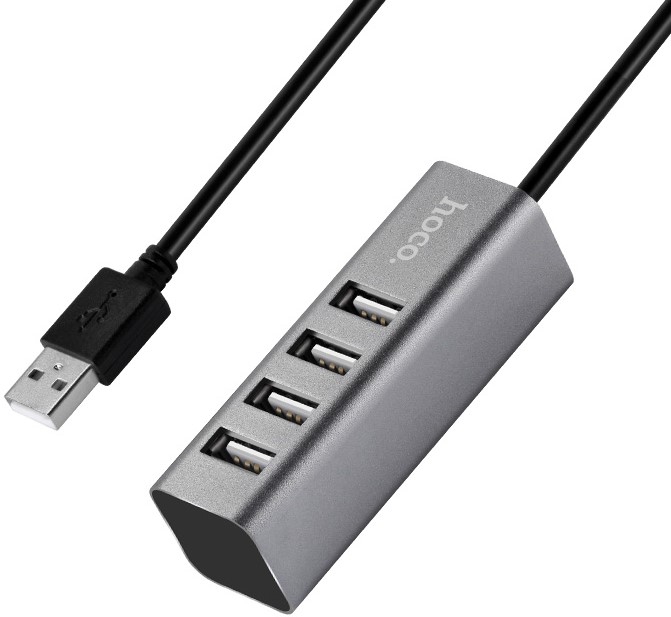

Концентратор Hoco HB1 6957531038139 4*USB, темно-серый, HB1