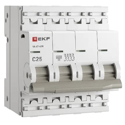 

Автоматический выключатель EKF M636425C 4P 25А (C) 6кА ВА 47-63N PROxima, M636425C