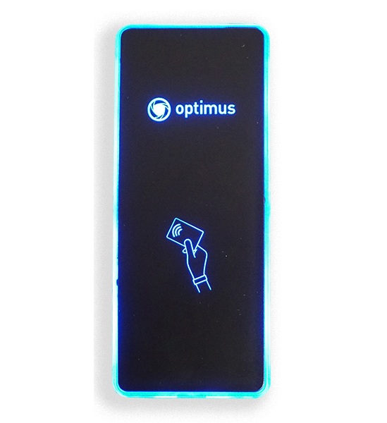 Считыватель Optimus RM265, дальность считывания до 60 мм, mifare 1K, 4K, индикация, зуммер, wiegand 26/34, 9-15В DC, IP65, пластик, 127х54х30 мм, цве