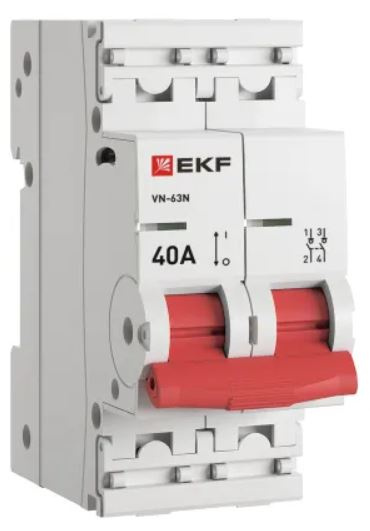Изображение товара Рубильник EKF S63240 выключатель нагрузки серия PROxima, 2 полюса, 40 А