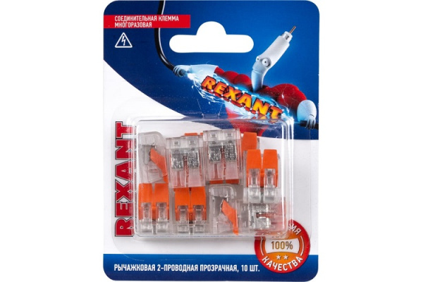 Изображение товара Клемма Rexant 06-0216-A10 соединительная 2-проводная прозрачная