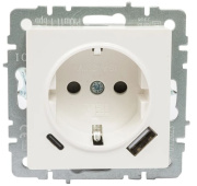 фото Розетка с заземлением с 2 USB  IEK FP-R14-16-U22-018-K01