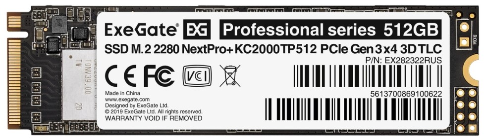 

Накопитель SSD M.2 2280 Exegate EX282322RUS NextPro+ 512GB PCIe Gen3x4 NVMe 3D TLC 1600/1200MB/s MTB, EX282322RUS
