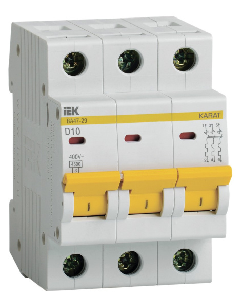 Изображение товара Автоматический выключатель IEK MVA20-3-010-D для защиты электрических сетей