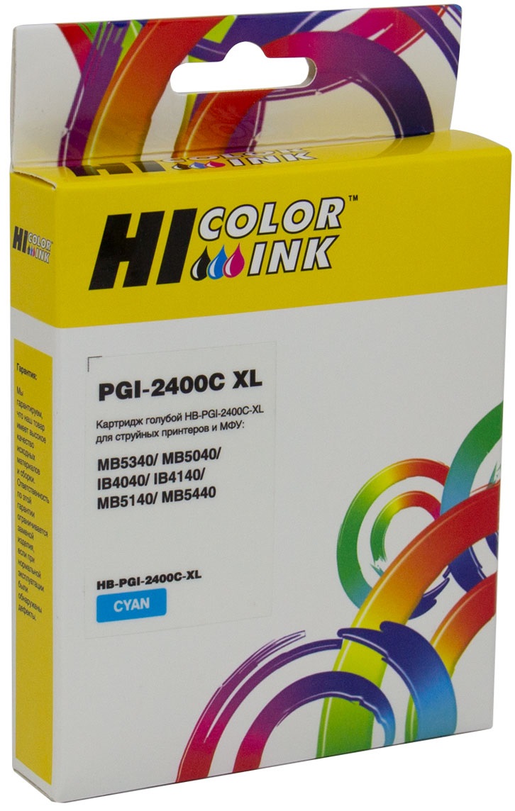 

Картридж Hi-Black 1100077 (PGI-2400XLC) для Canon MAXIFY iB4040/ МВ5040/ МВ5340, Cyan, 1100077
